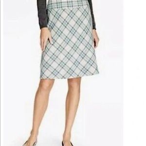 Talbots Blue, Grey, Black Plaid Wool Blend Skirt Sz. 8P or 8R